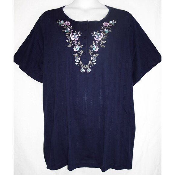 NEW Woman Within 38/40 5X Floral Embroidered 7 Day Pointelle Knit Tunic Top - Picture 3 of 11